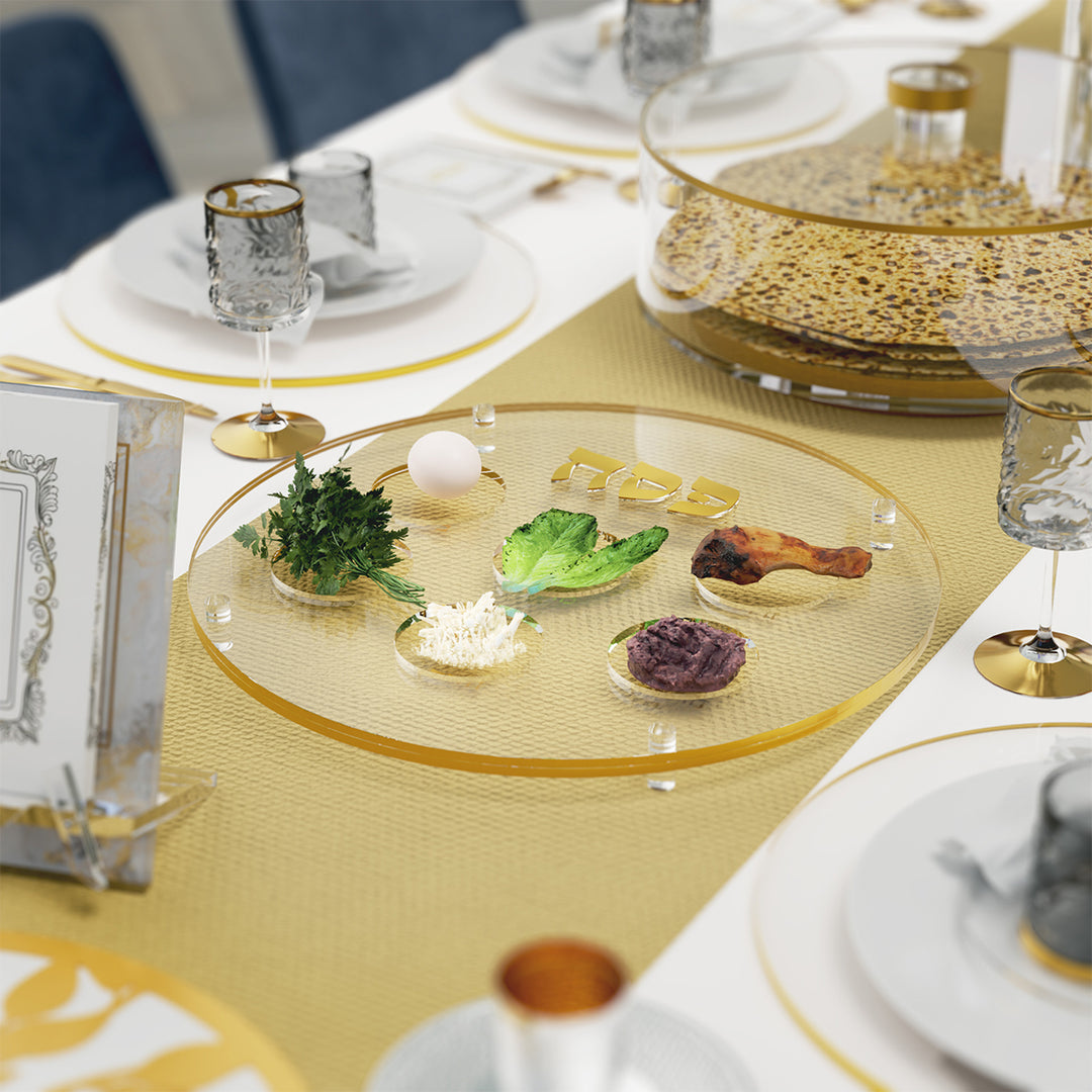 Assiette de Seder ronde surélevée - Or